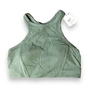 Lululemon Ribbed Nulu High Neck Yoga Bra in Tidewater Teal.